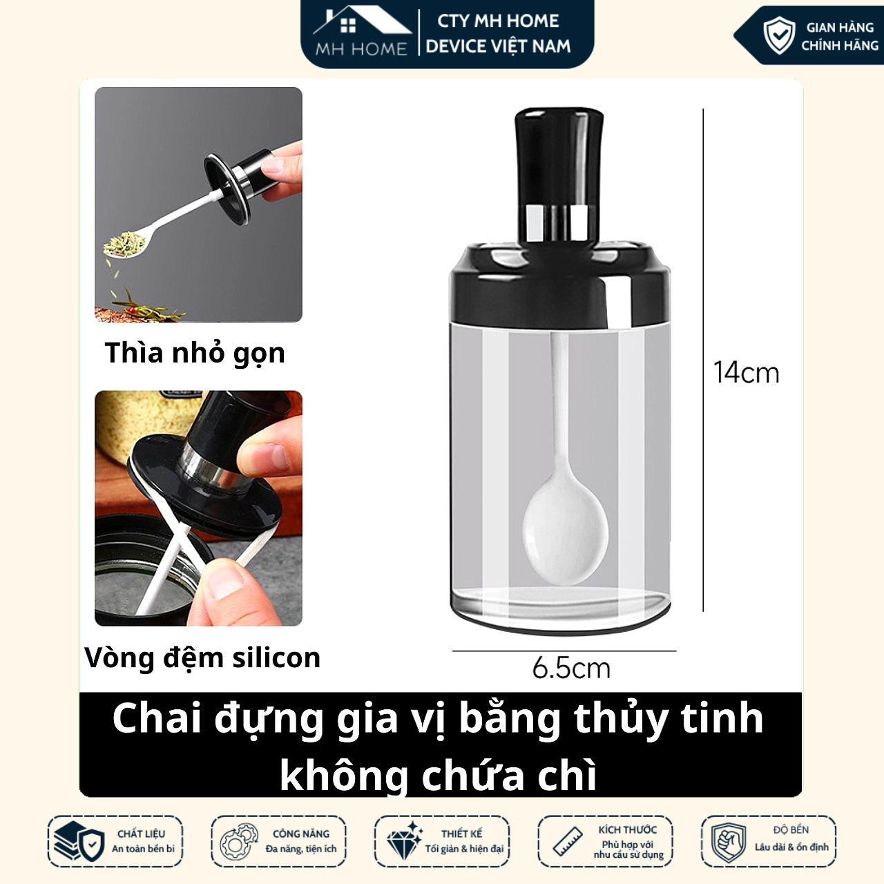 Bộ 3 Hộp Bảo Quản Thực Phẩm Thủy Tinh Kèm Hũ Gia Vị & Chai Đựng Dầu Ăn